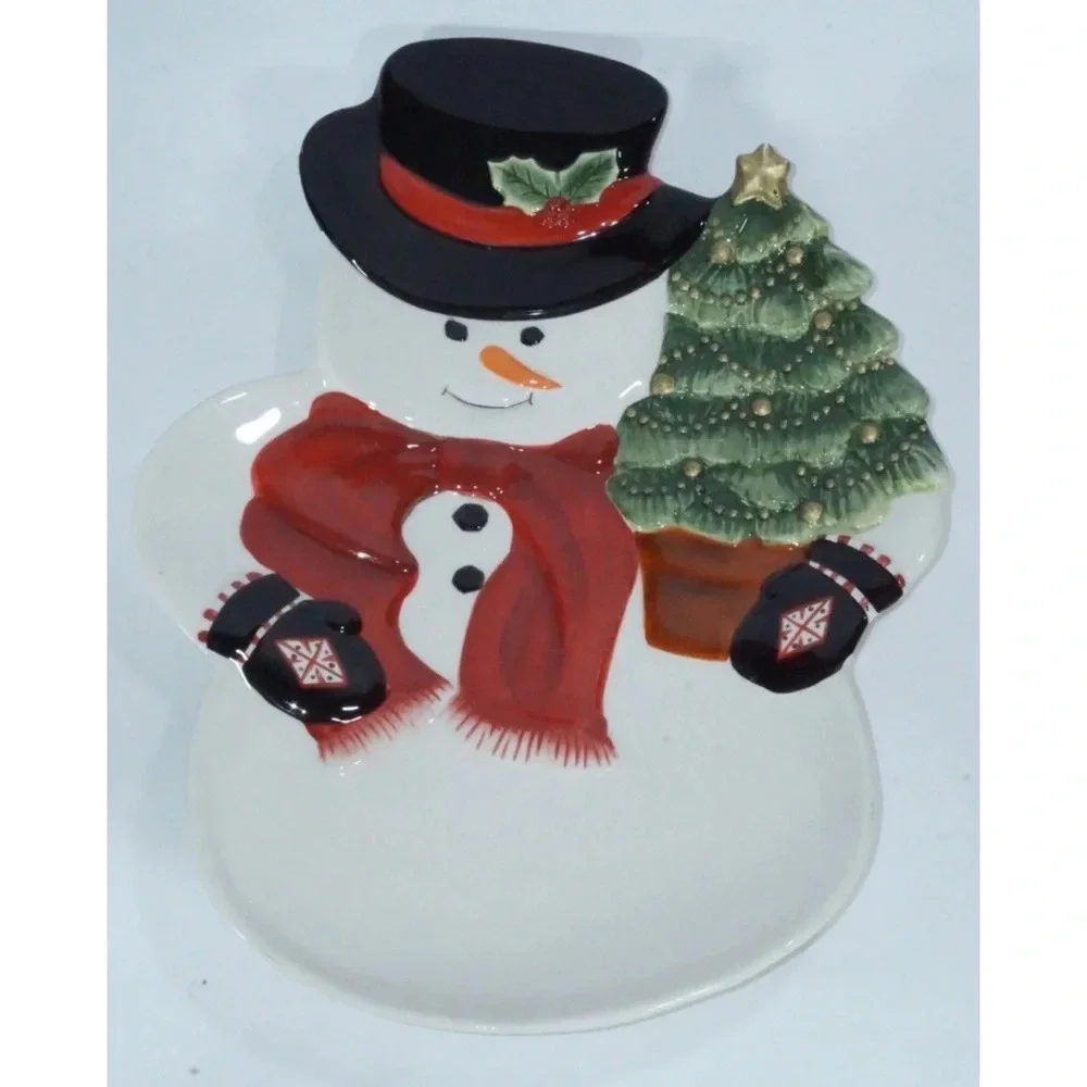 Harry and David Christmas Holiday Snowman Platter
